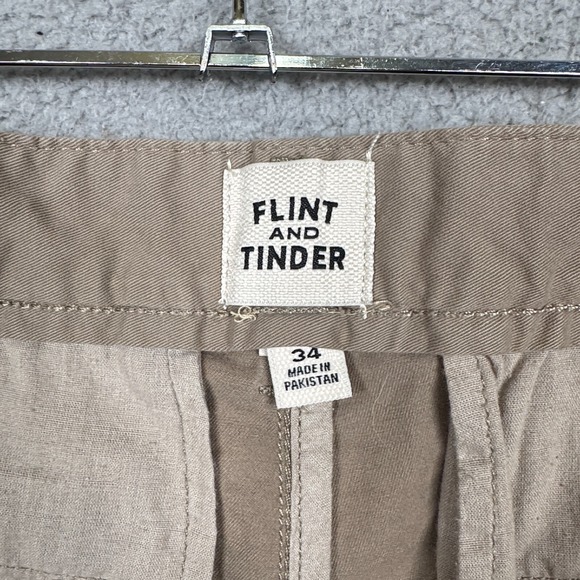 Flint & Tinder Shorts Mens 34 Beige Khaki‎ 365 Chino Stretch Huckberry Everyday - Picture 4 of 12